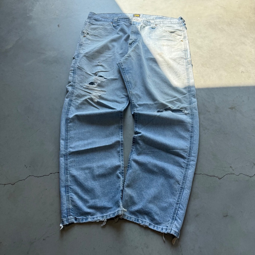 Lee Mens Carpenter Jeans Light‎ Wash Distressed Loose Fit 38x32 TZS-B275-007